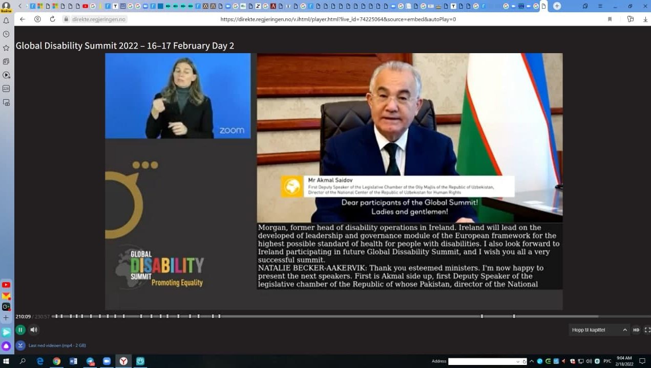 Akmal Saidov's speech at the Second Global Summit on Disability: video