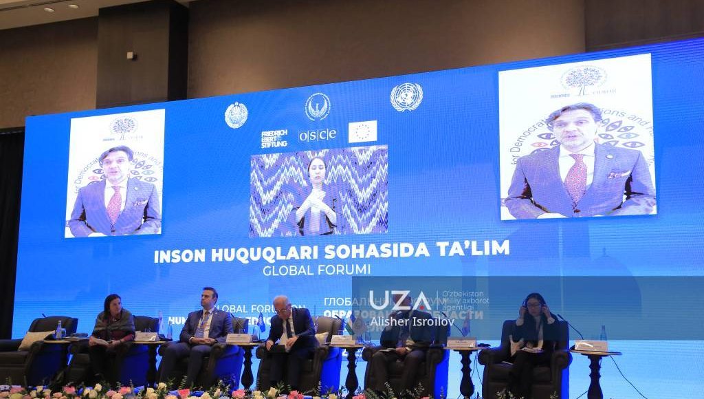 The progress of the implementation of international instruments on human rights education discussed in Samarkand