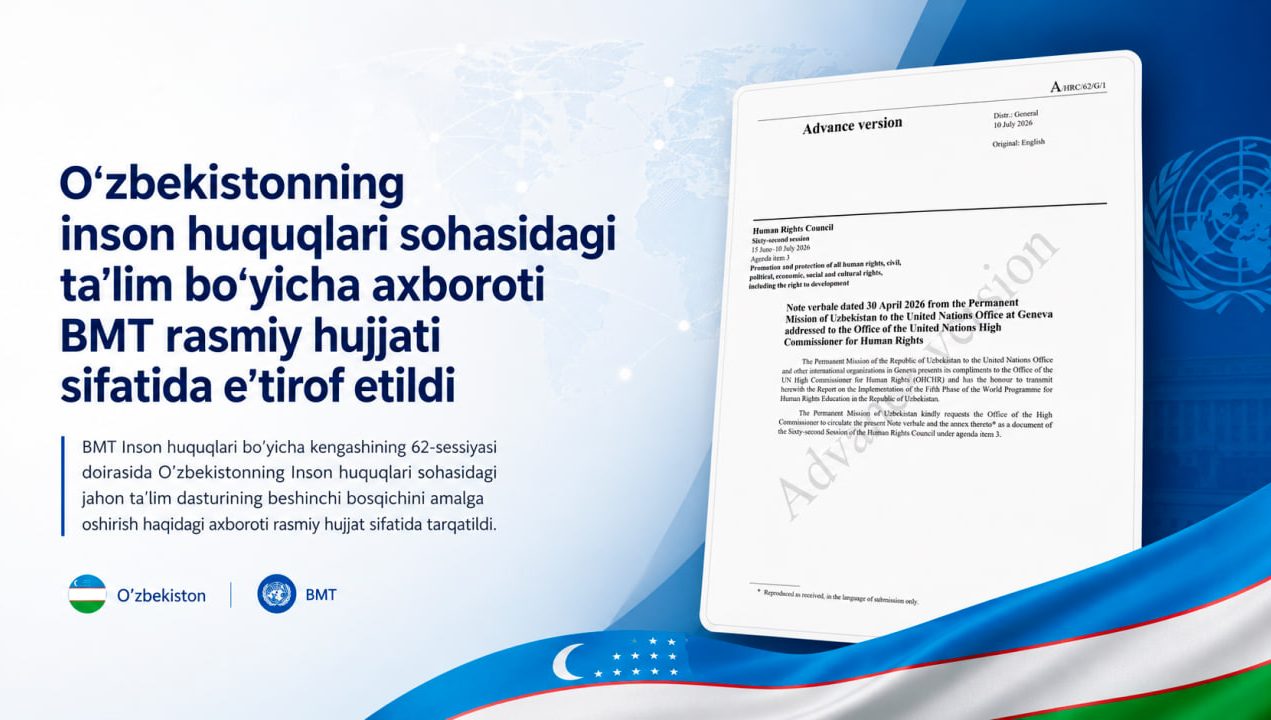 Uzbekistan’s information on human rights education  recognized as an official UN document