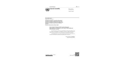 Letter dated 22 February 2021 from the Permanent  Representative of Uzbekistan to the United Nations addressed  to the Secretary-General