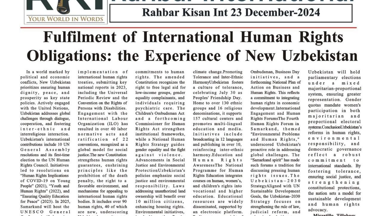 Fulfilment of International Human Rights Obligations: the Experience of New Uzbekistan