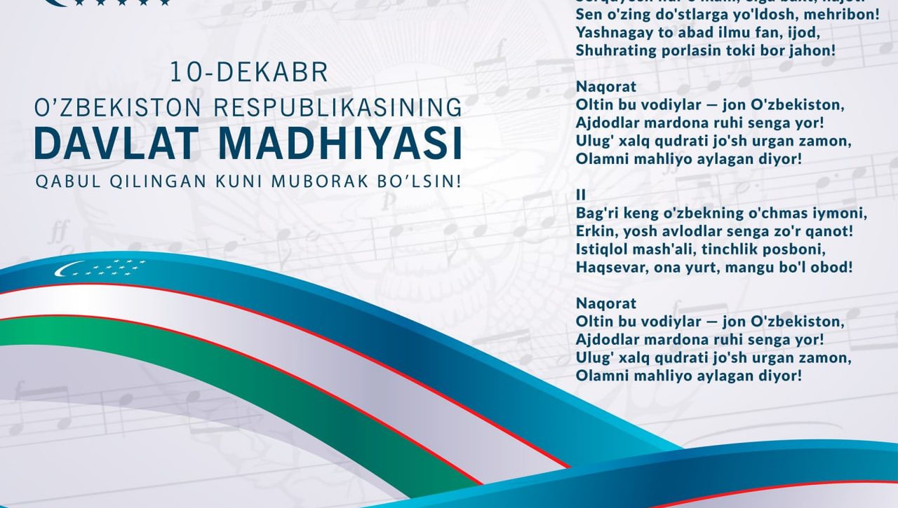 Мустақил давлатимиз мадҳияси қандай яратилган?
