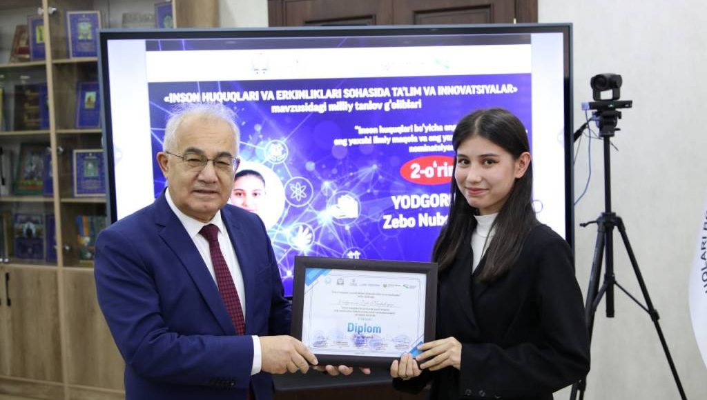“Инсон ҳуқуқлари ва эркинликлари соҳасида таълим ва инновациялар” миллий танлови ғолиблари тақдирланди