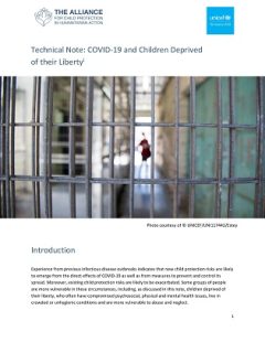 Technical Note: COVID-19 and Children Deprived  of their Liberty
