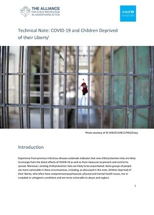 Technical Note: COVID-19 and Children Deprived  of their Liberty