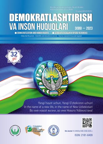 «Demokratlashtirish va inson huquqlari” jurnali 2023 yil 3-soni