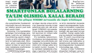Миллий марказ вакилининг мақоласи - «TONG YULDUZI» газетаси саҳифаларида