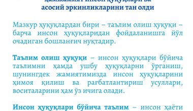  Инсон ҳуқуқлари умумжаҳон декларацияси эълон қилинганидан сўнг халқаро ҳамжамият инсон ҳуқуқлари ва асосий эркинликларини тан олди