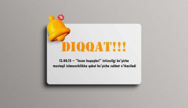 “Инсон ҳуқуқлари” ихтисослиги бўйича мустақил изланувчиликка қабул бўйича суҳбат ўтказилади