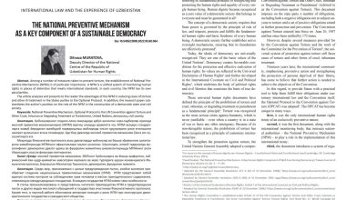 THE NATIONAL PREVENTIVE MECHANISM AS A KEY COMPONENT OF A SUSTAINABLE DEMOCRACY